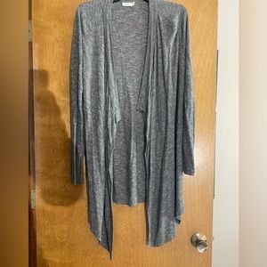 Vince casual sweater. tear drop side. a shimmery silver and gray.